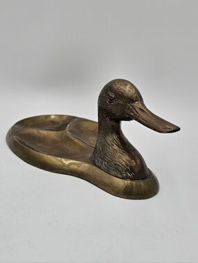 Vintage Brass Duck Catchall / Desk Organizer